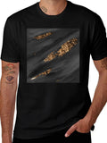 Stylish Black Tee with Abstract Gold Detail product image 1