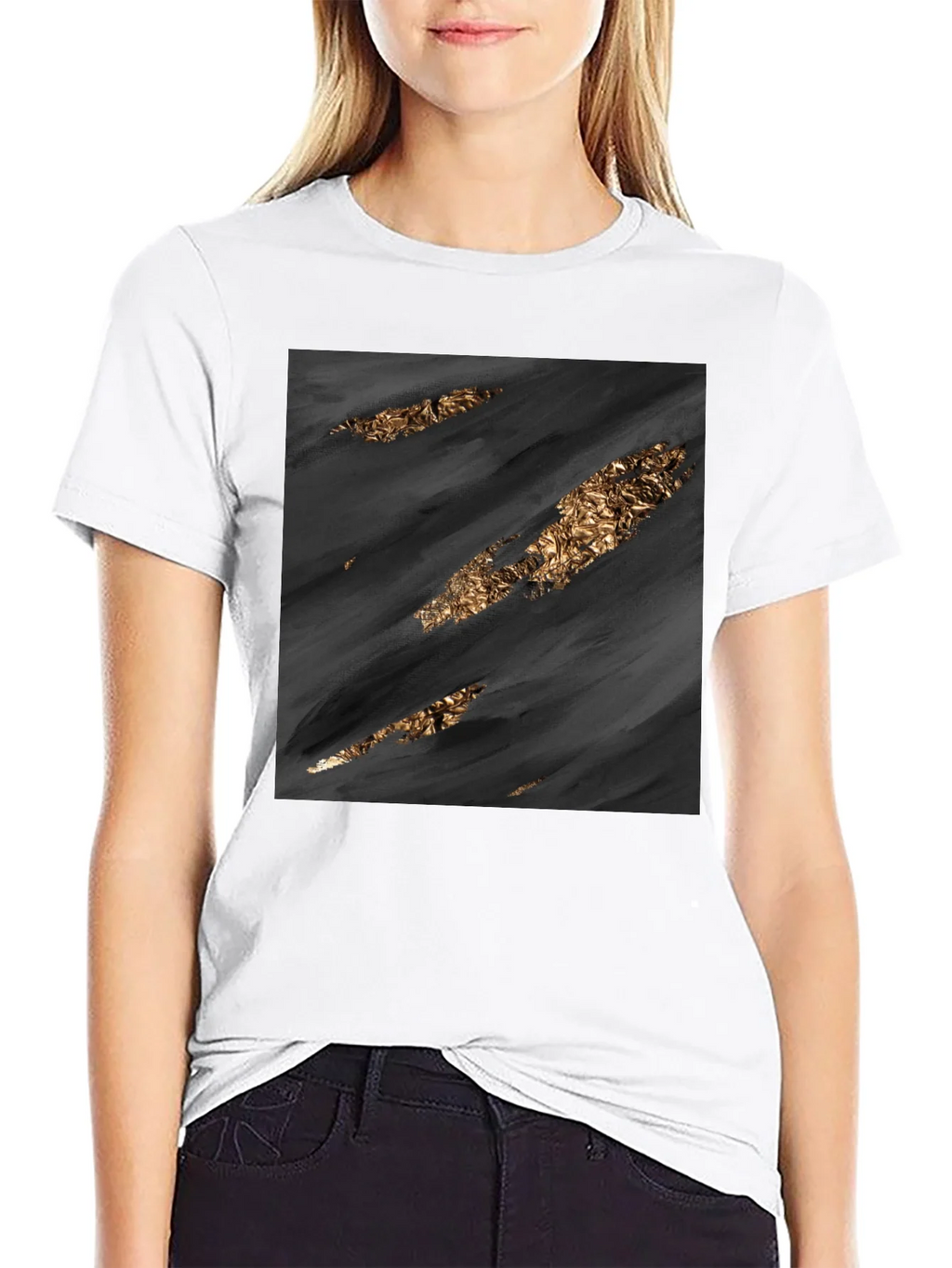Stylish Black Tee with Abstract Gold Detail product image 8