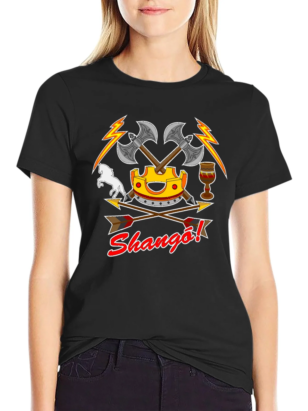 Shango T-Shirt - Axes Crown and African Deity Graphic Tee product image 2