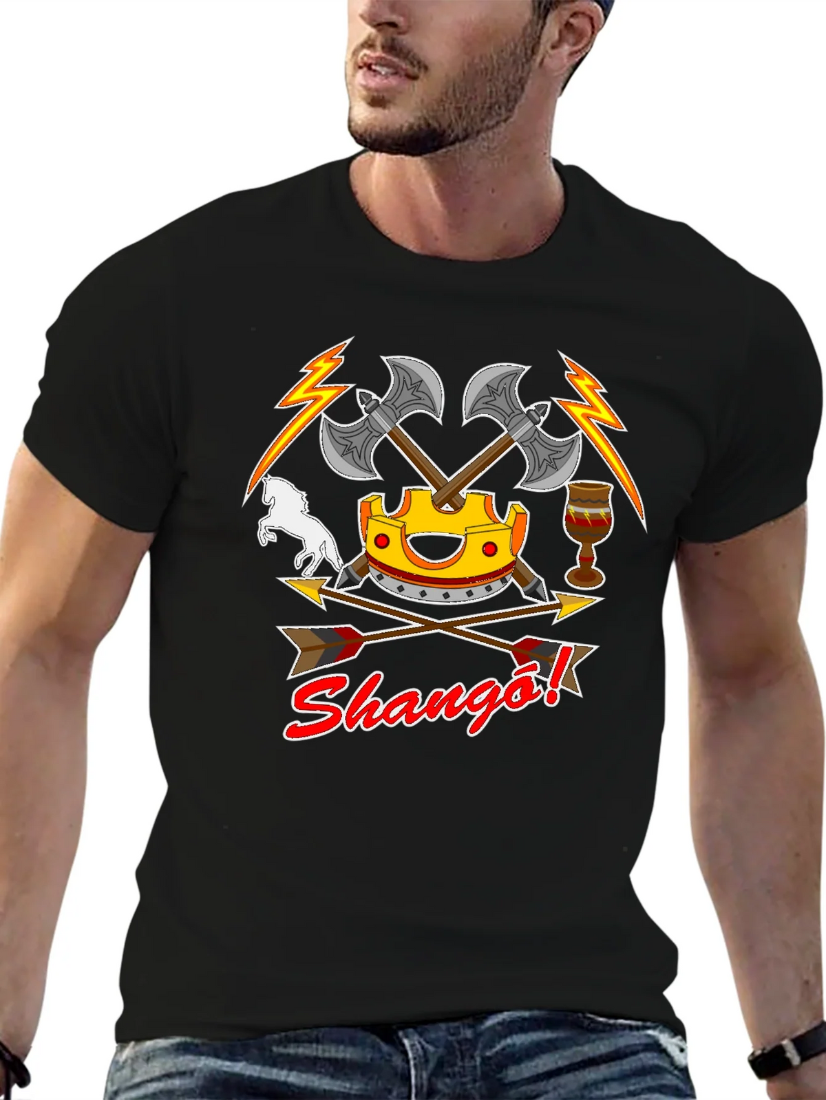 Shango T-Shirt - Axes Crown and African Deity Graphic Tee product image 6