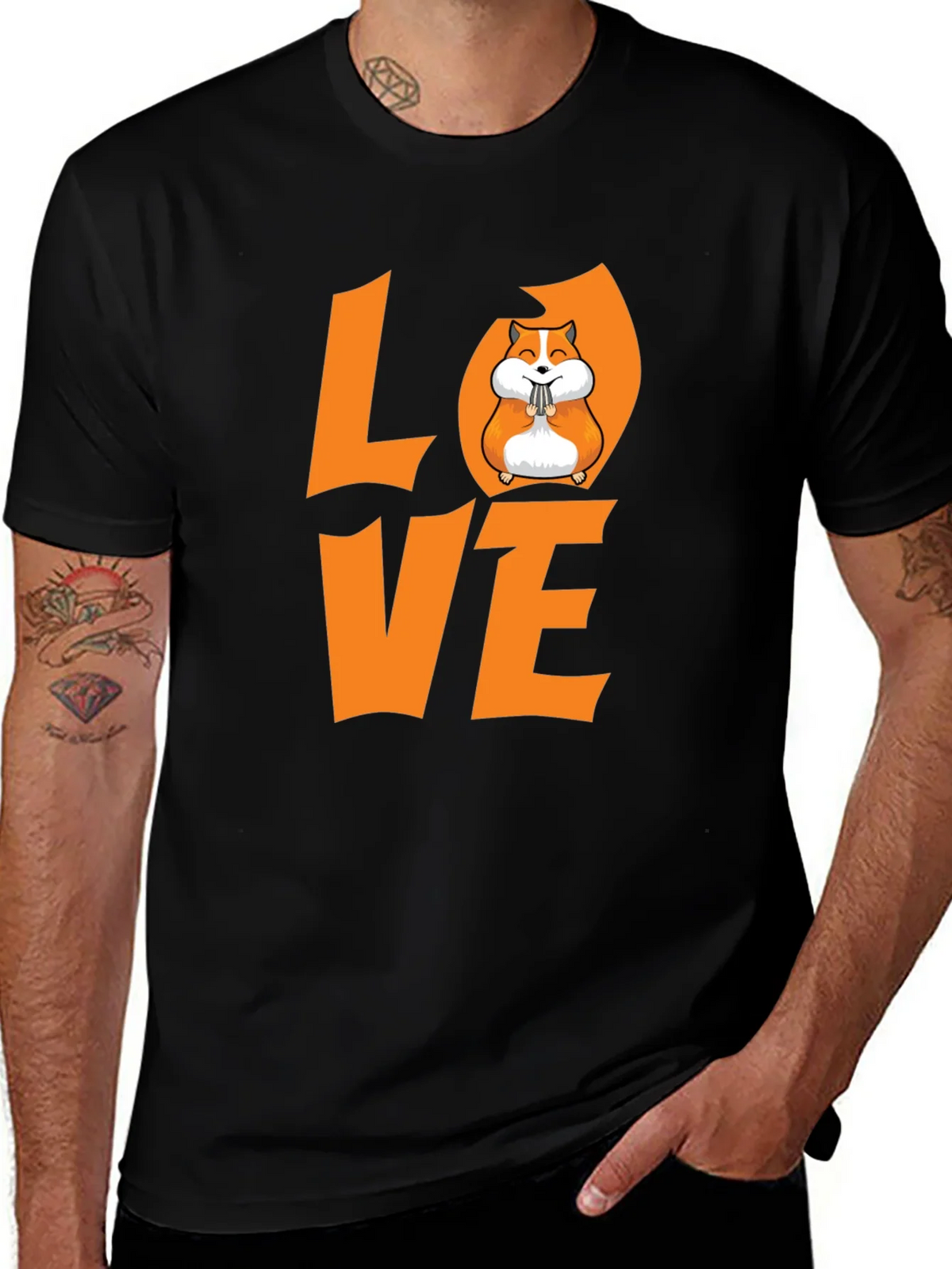 Hamster Love Graphic T-Shirt - Black product image 1