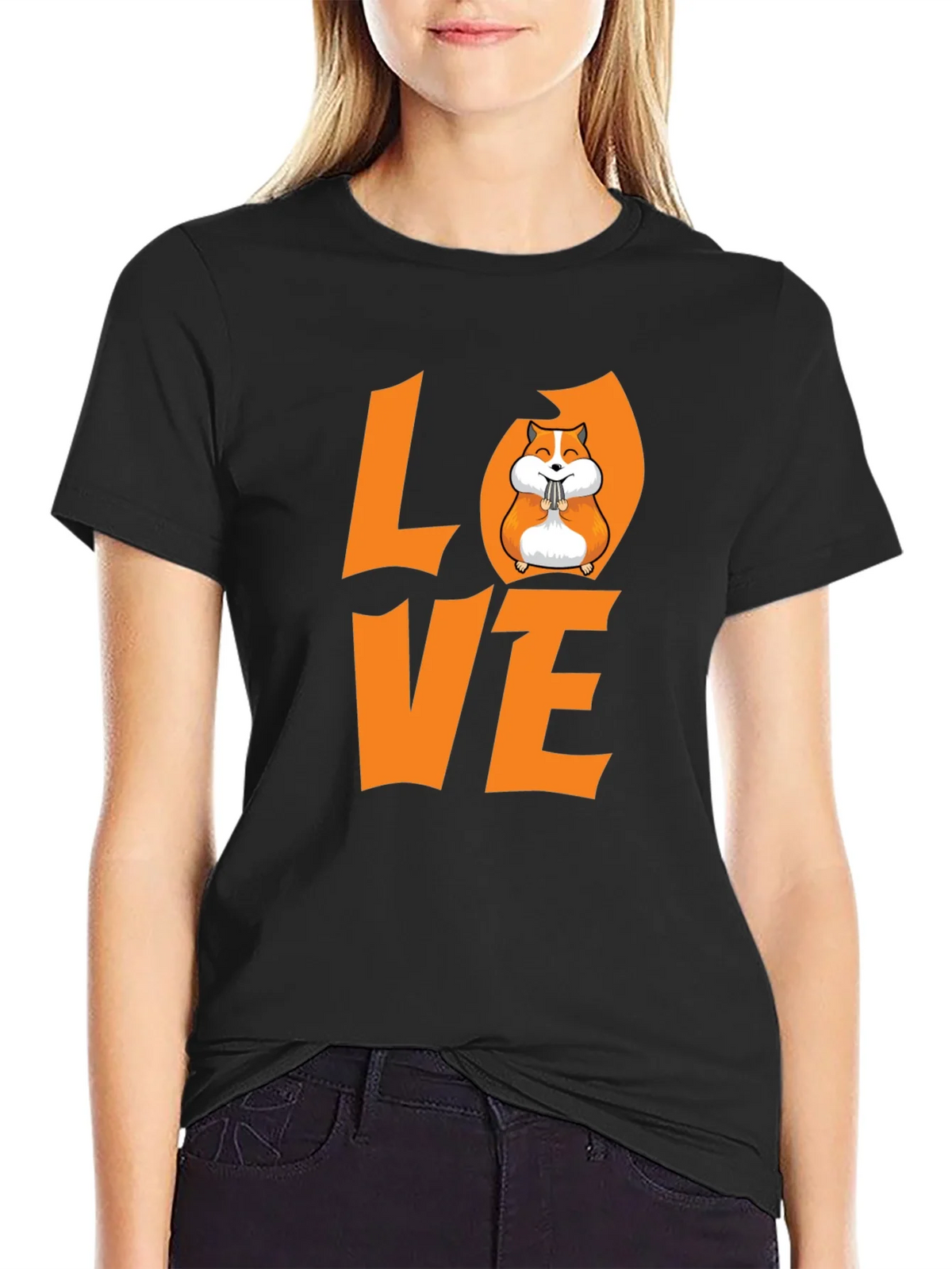 Hamster Love Graphic T-Shirt - Black product image 2