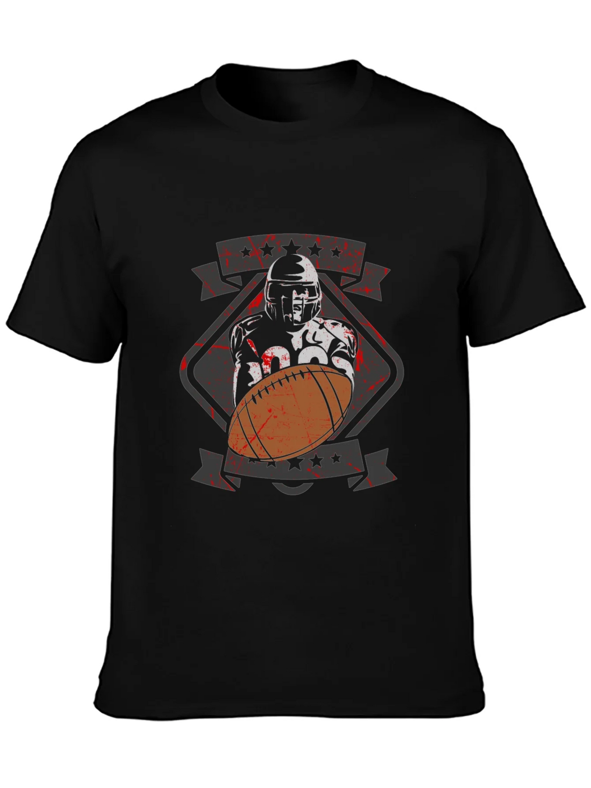 Football Player Graphic T-Shirt - Black Cotton Tee product image 3
