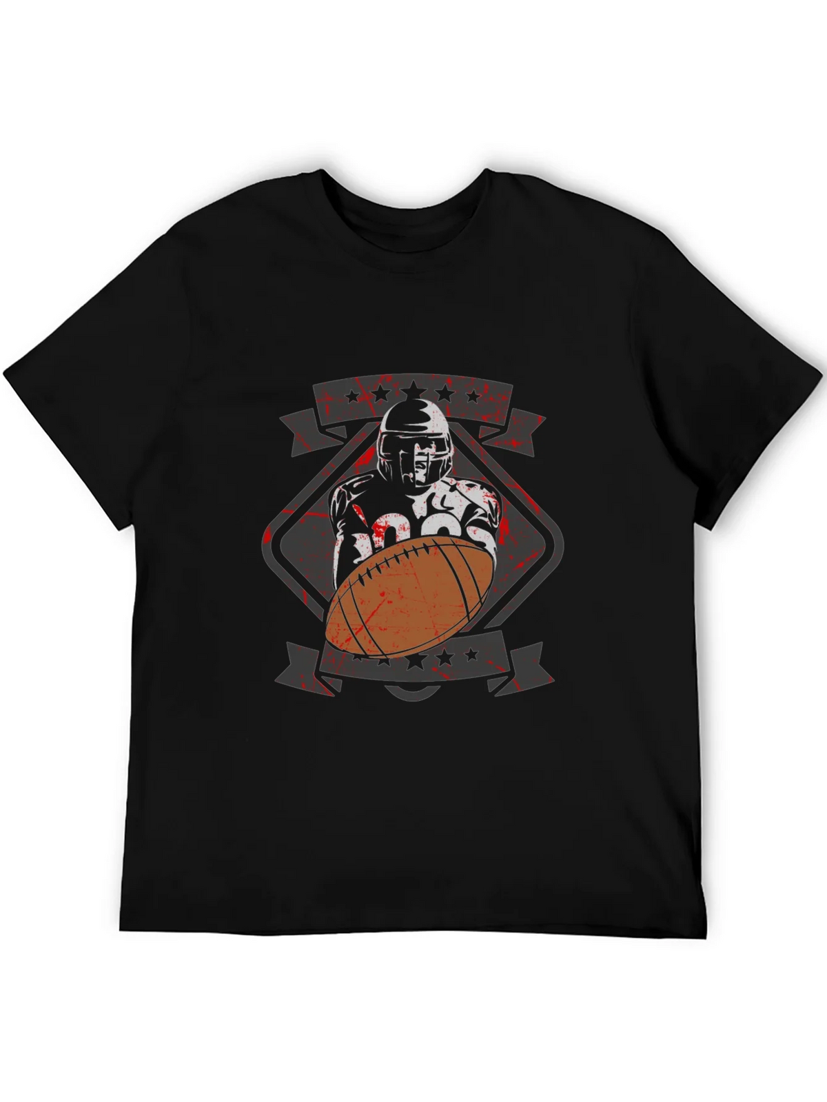 Football Player Graphic T-Shirt - Black Cotton Tee product image 5