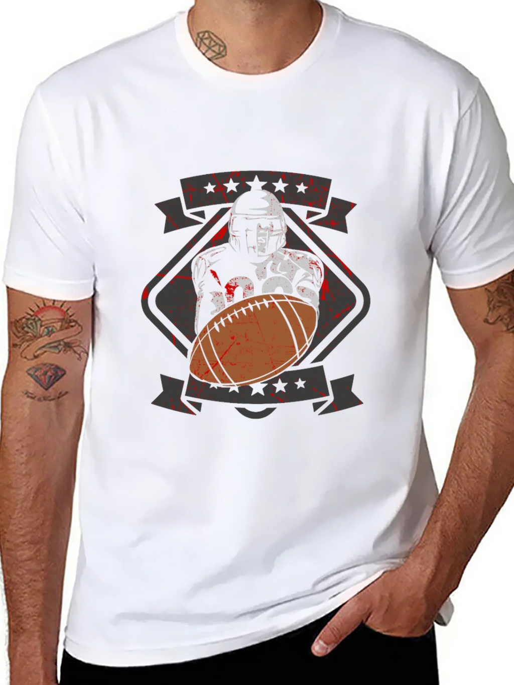 Football Player Graphic T-Shirt - Black Cotton Tee product image 7