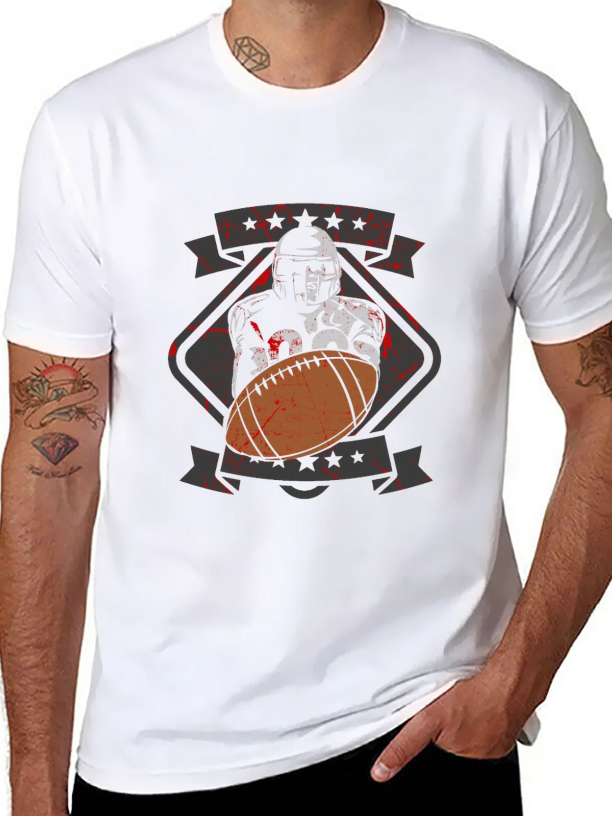 Football Player Graphic T-Shirt - Black Cotton Tee product image 7