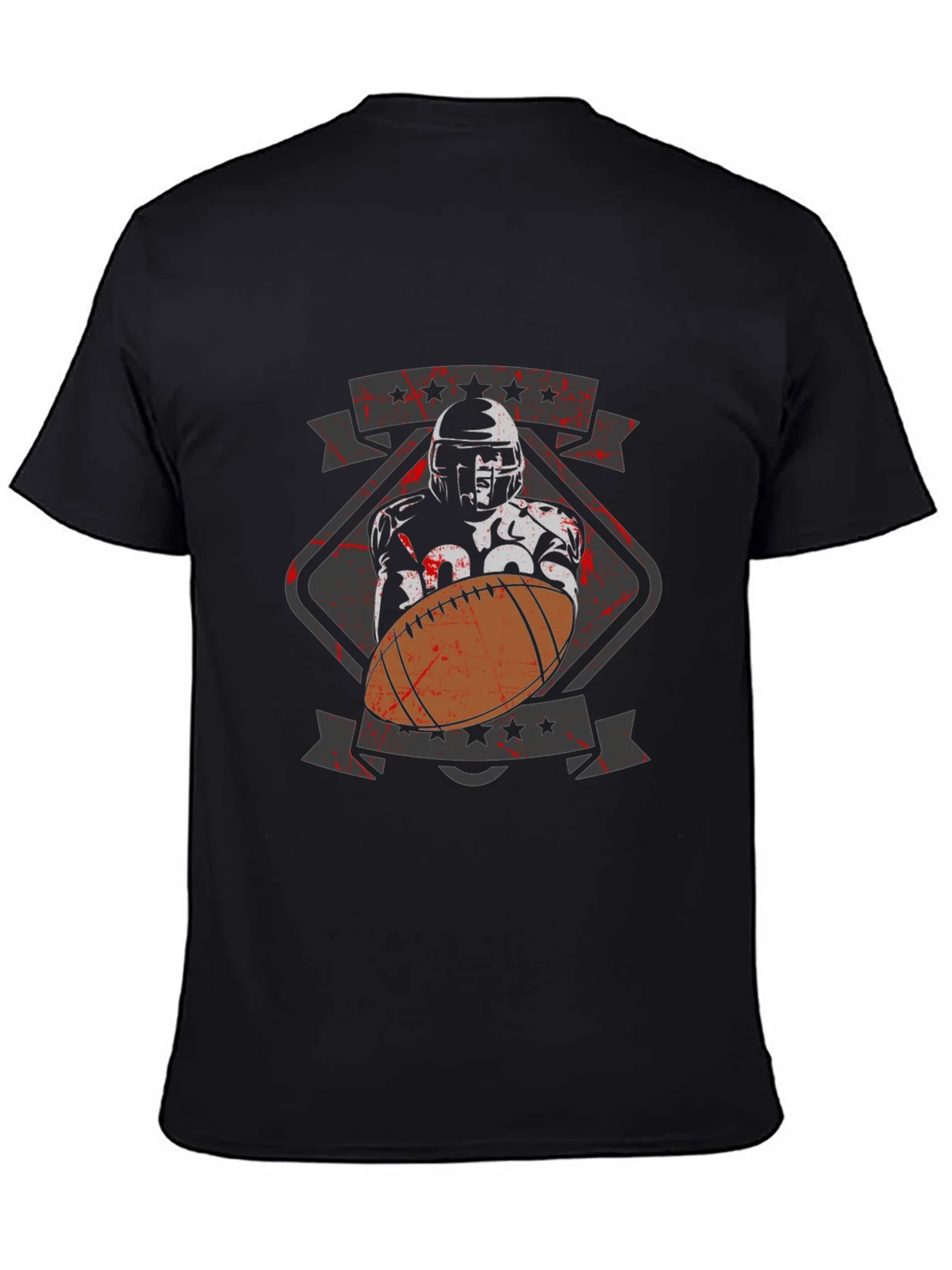 Football Player Graphic T-Shirt - Black Cotton Tee product image 4