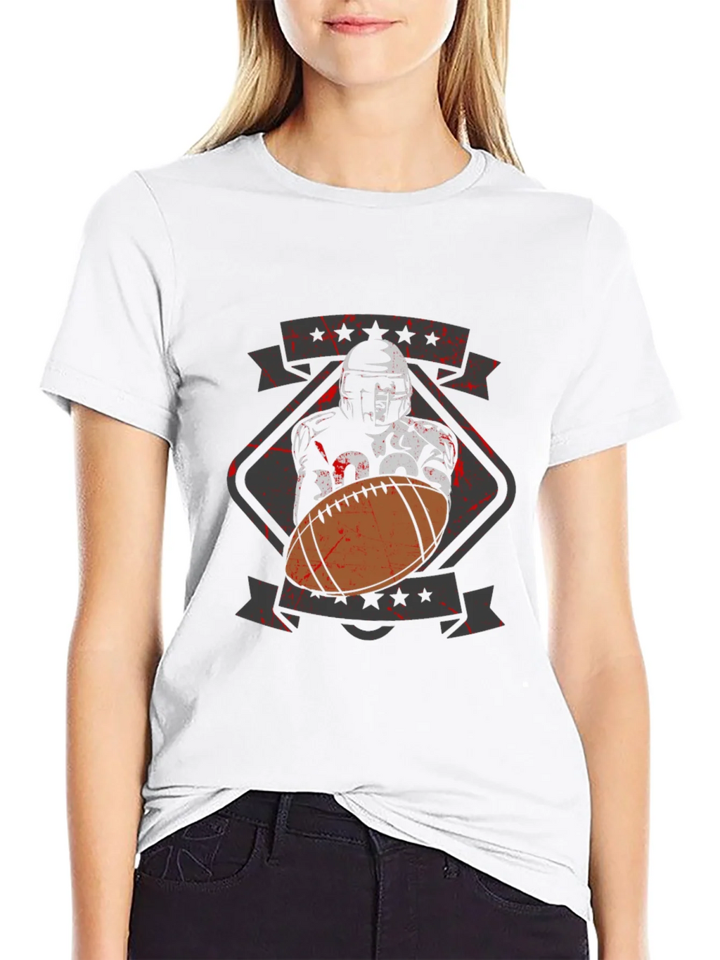 Football Player Graphic T-Shirt - Black Cotton Tee product image 8