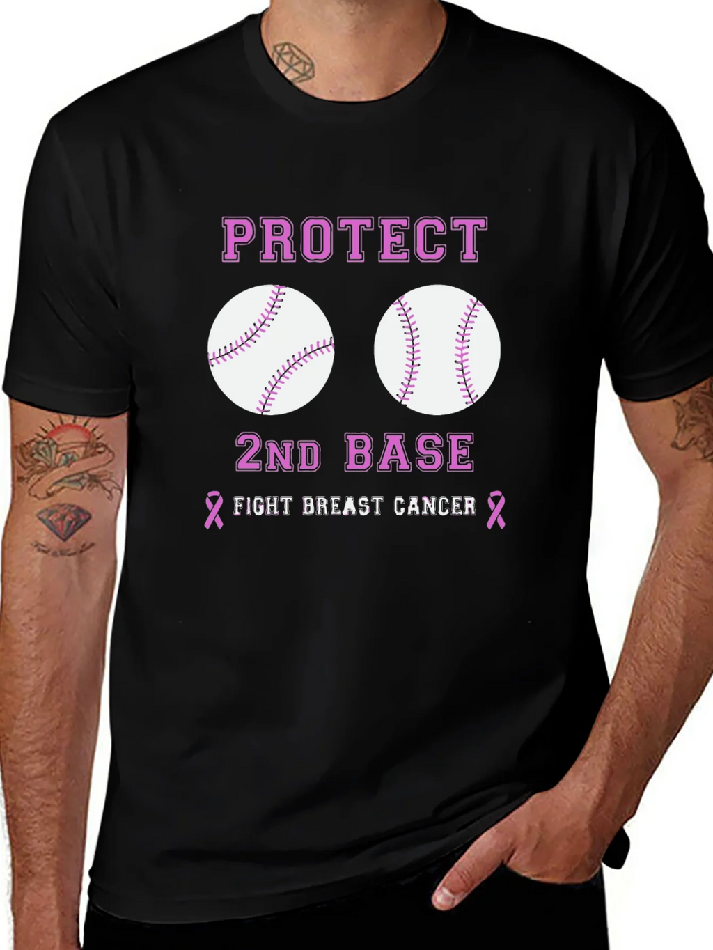 Protect 2nd Base Breast Cancer Awareness T-Shirt product image 1