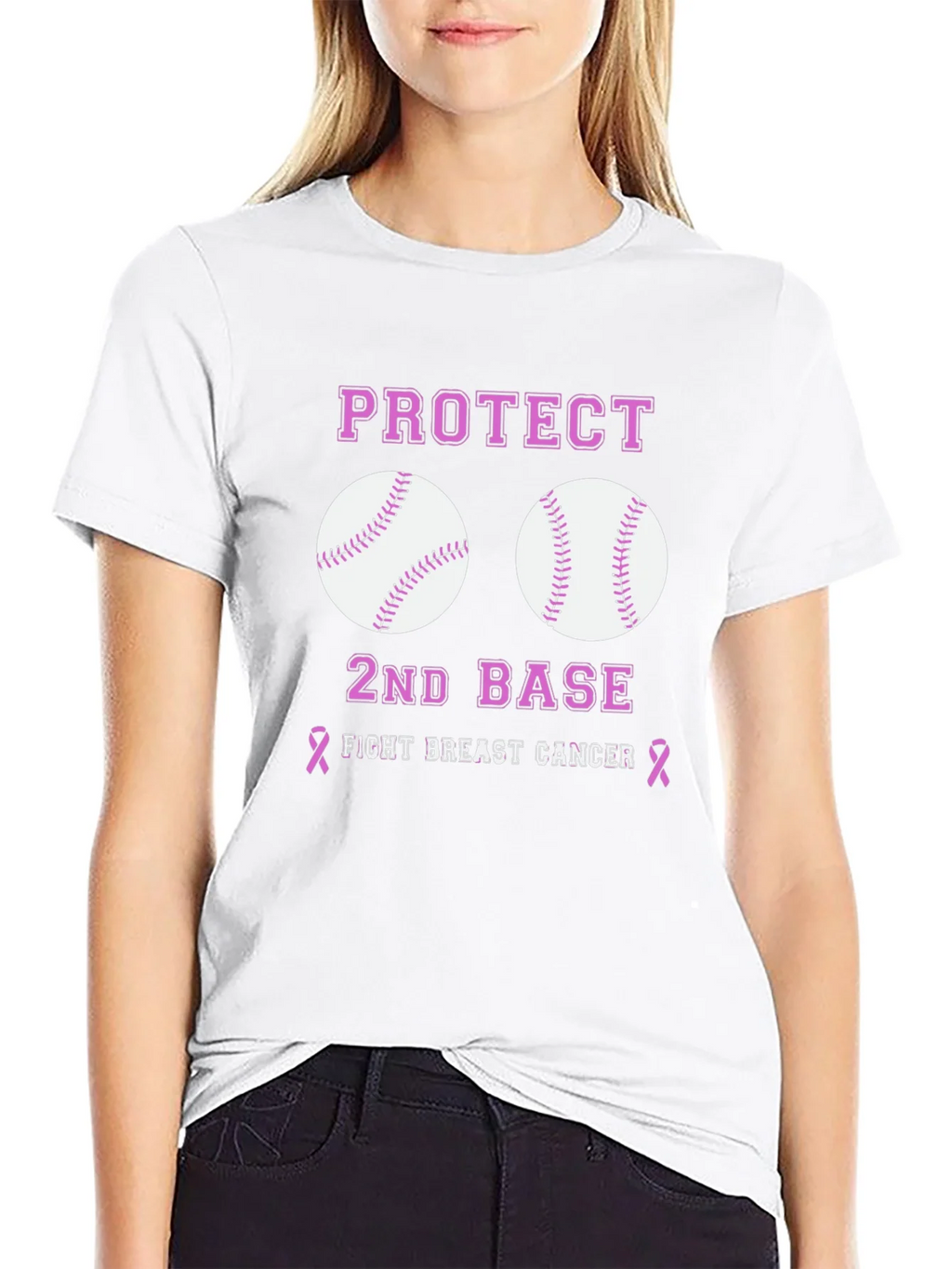 Protect 2nd Base Breast Cancer Awareness T-Shirt product image 6