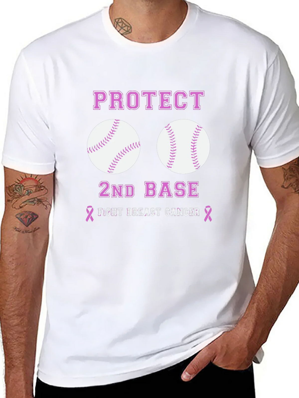 Protect 2nd Base Breast Cancer Awareness T-Shirt product image 5