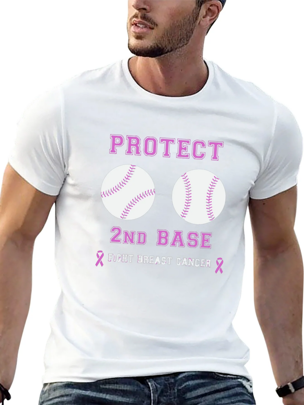 Protect 2nd Base Breast Cancer Awareness T-Shirt product image 9