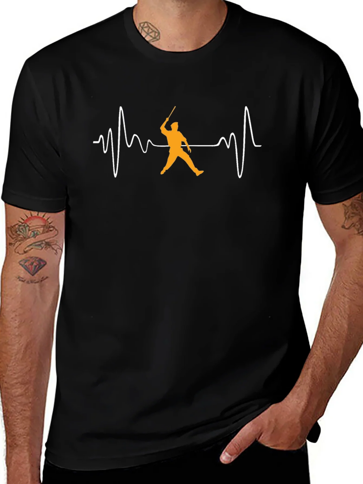 Cricket Heartbeat T-Shirt - Black Cotton Tee product image 1