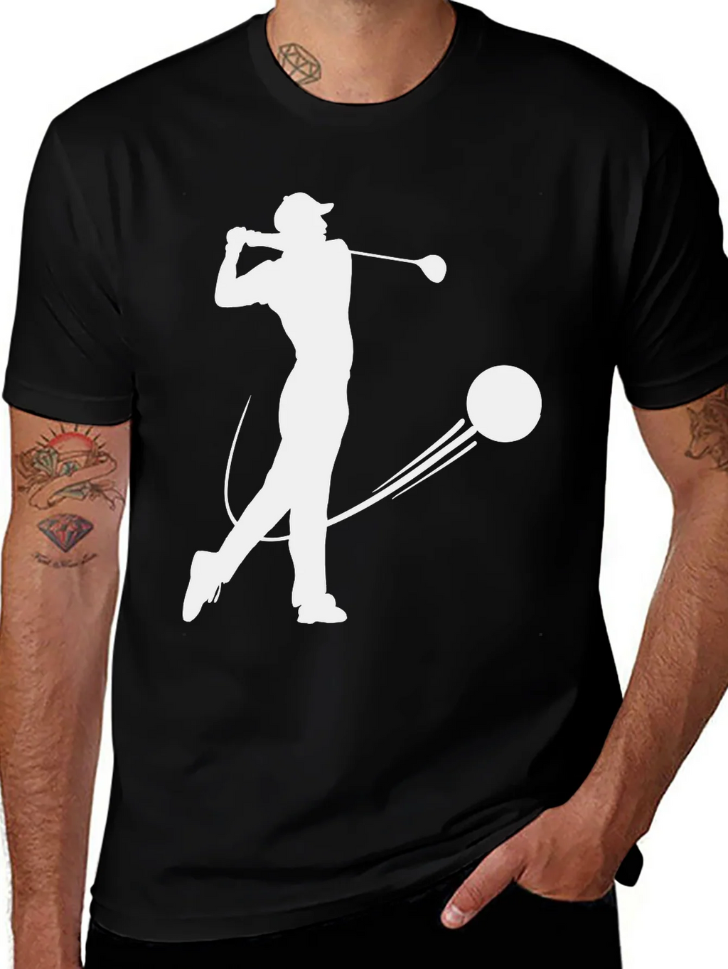 Golfer Silhouette T-Shirt - Black product image 1