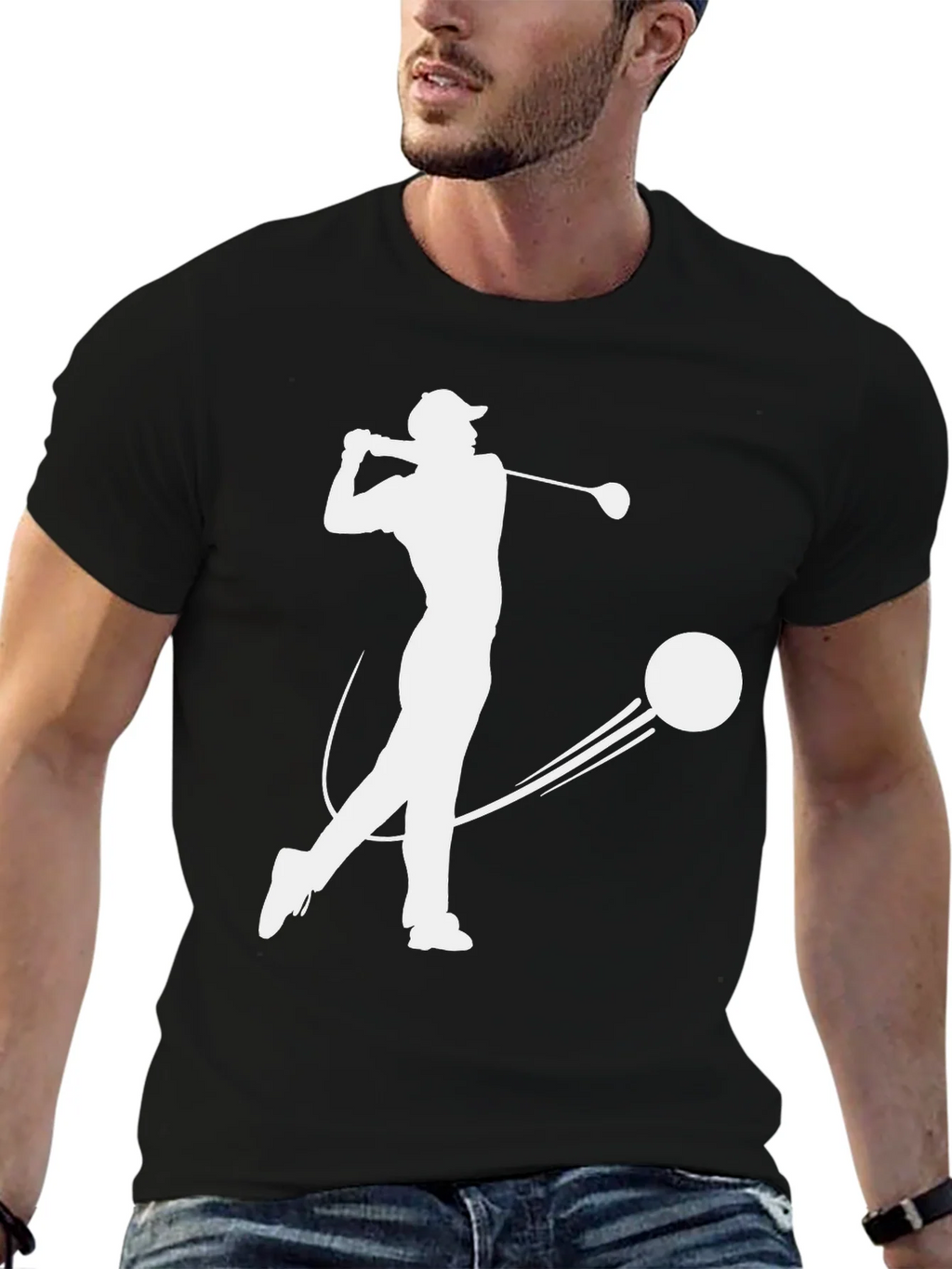 Golfer Silhouette T-Shirt - Black product image 6