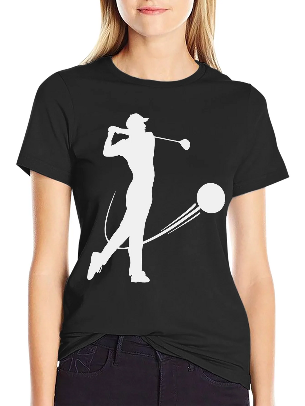 Golfer Silhouette T-Shirt - Black product image 2