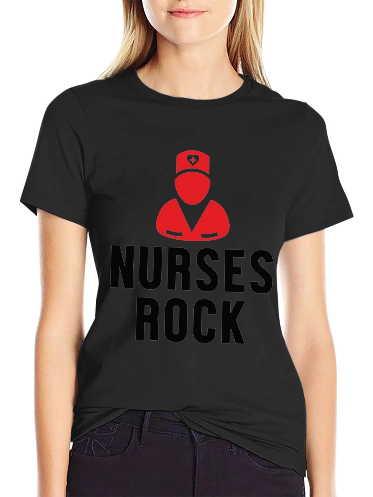 Nurses Rock Black T-Shirt | Nurse Pride Apparel product image 2