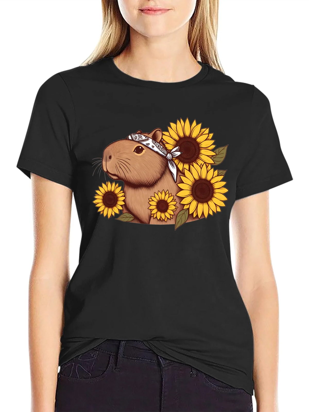 Capybara Sunflower Graphic Tee product image 1
