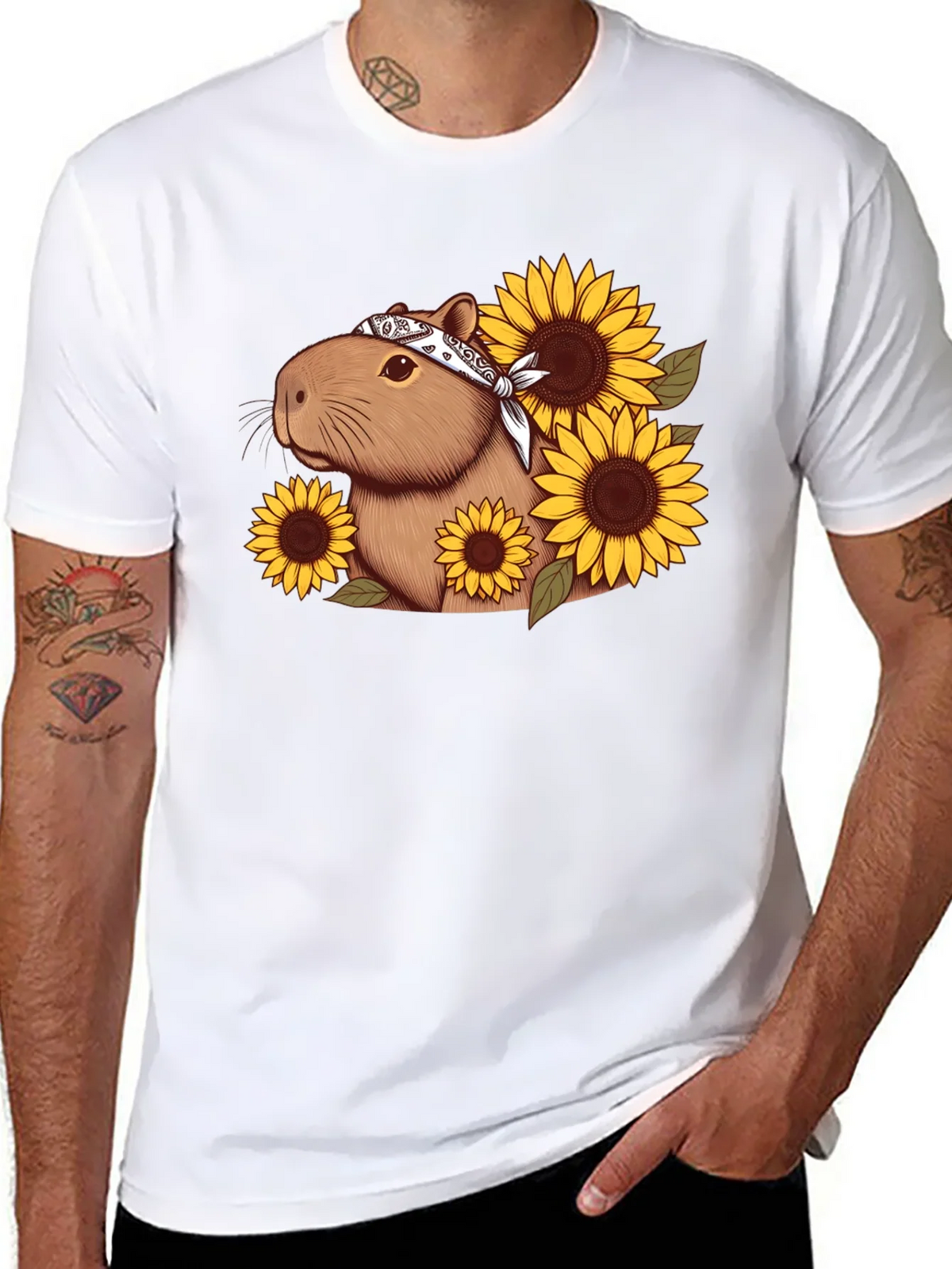 Capybara Sunflower Graphic Tee product image 6