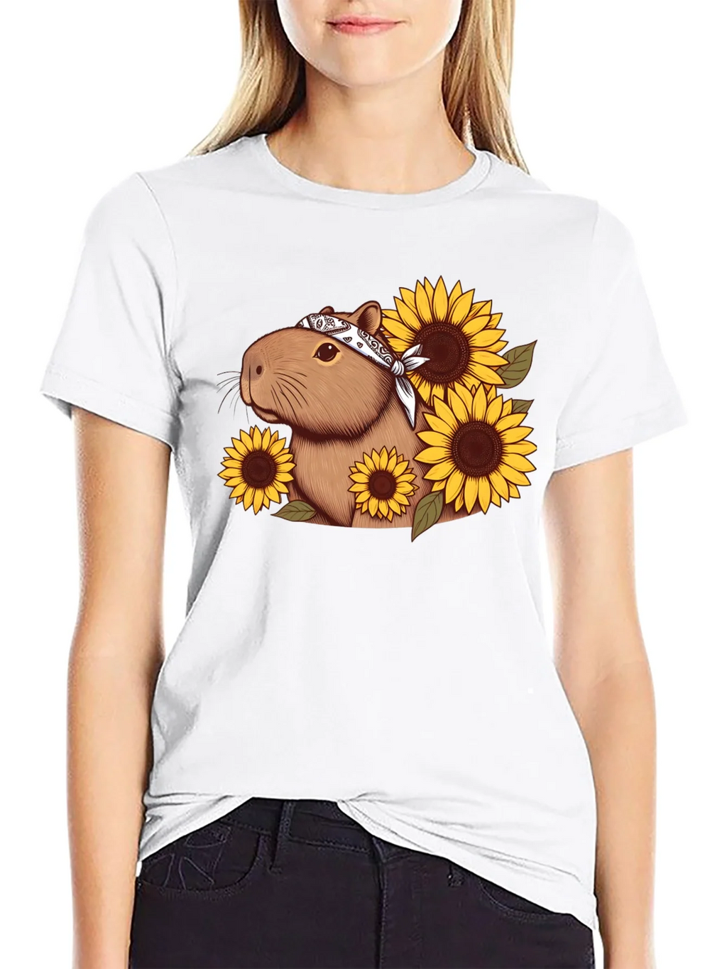Capybara Sunflower Graphic Tee product image 7