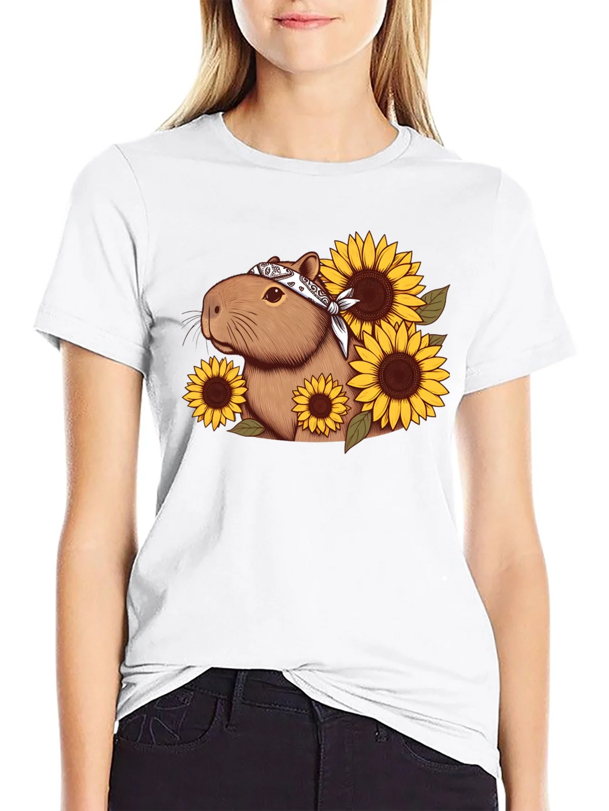 Capybara Sunflower Graphic Tee product image 7
