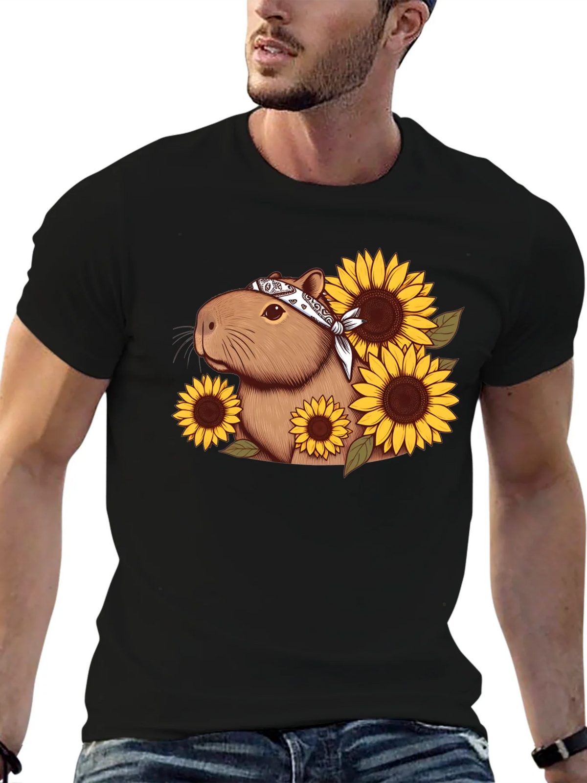 Capybara Sunflower Graphic Tee product image 5