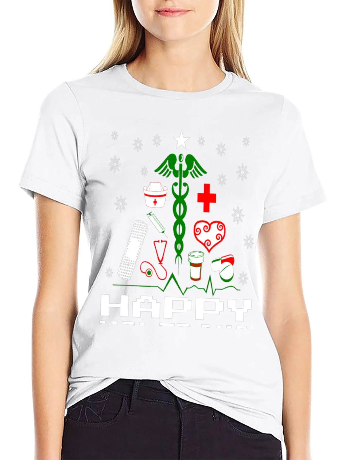 Nurse Christmas Tree Graphic T-Shirt product image 5