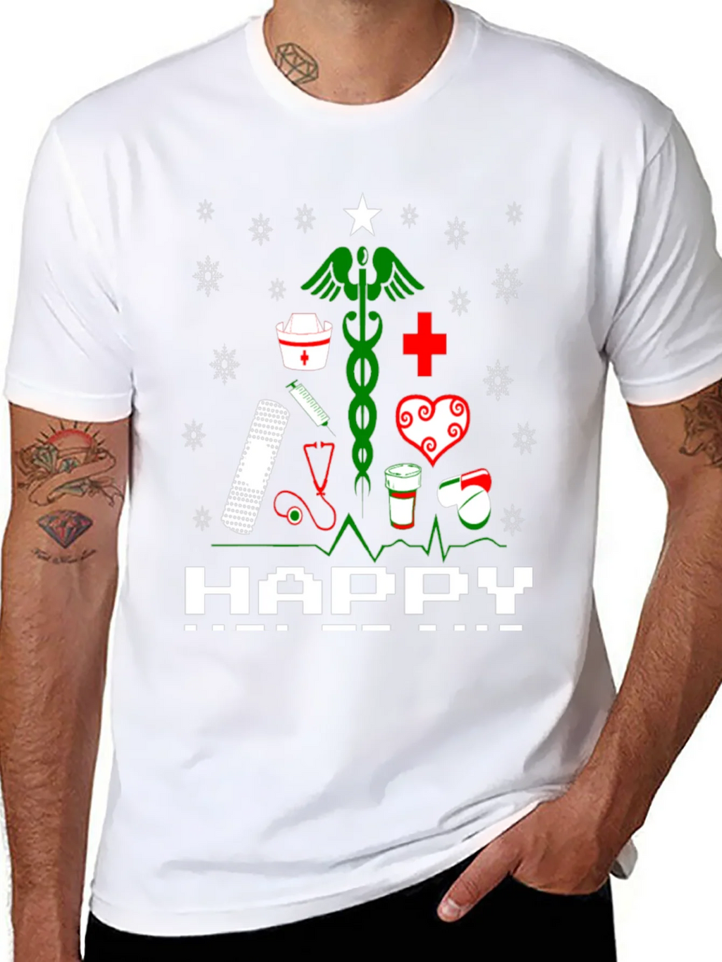 Nurse Christmas Tree Graphic T-Shirt product image 4