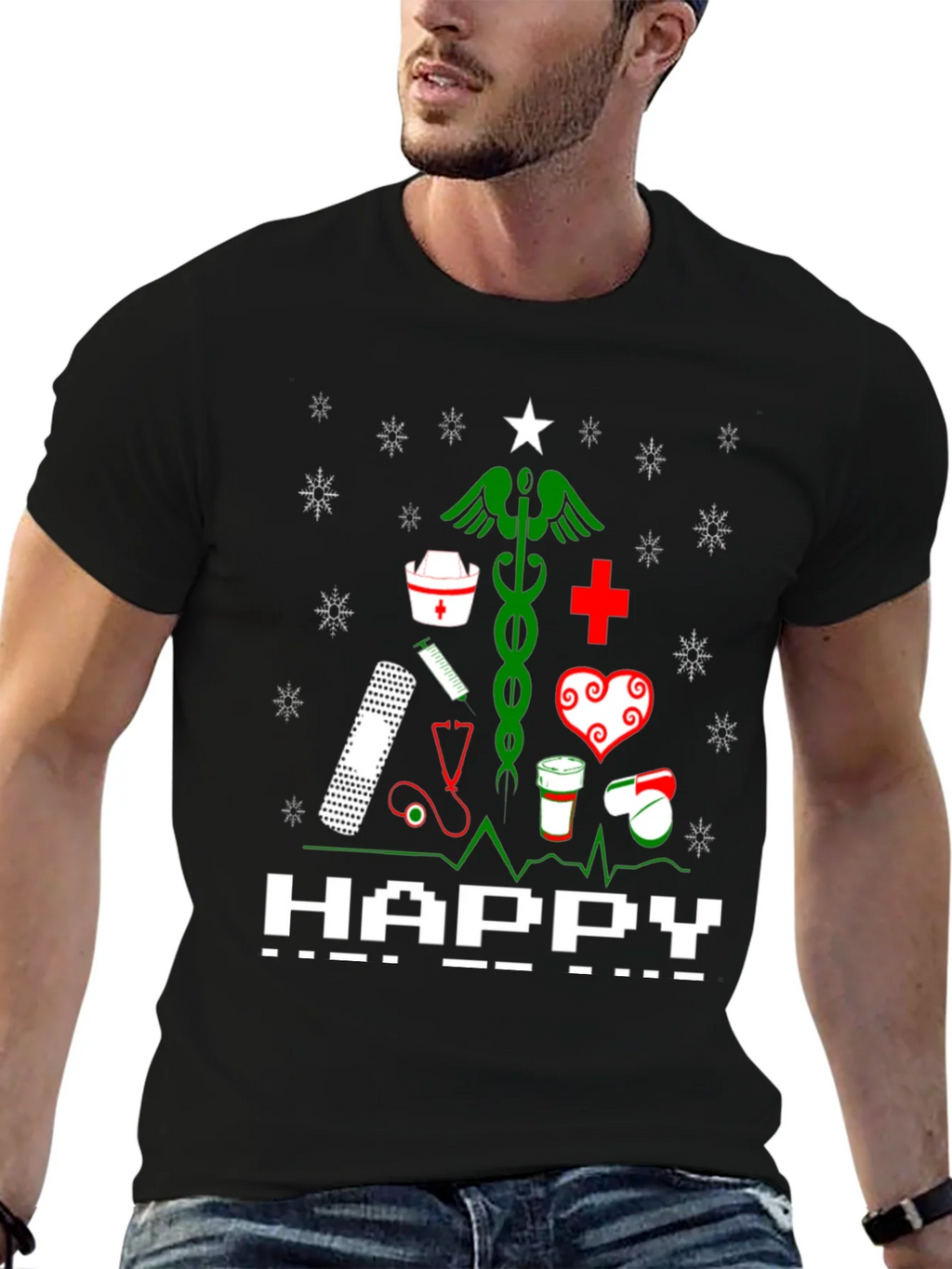 Nurse Christmas Tree Graphic T-Shirt product image 3