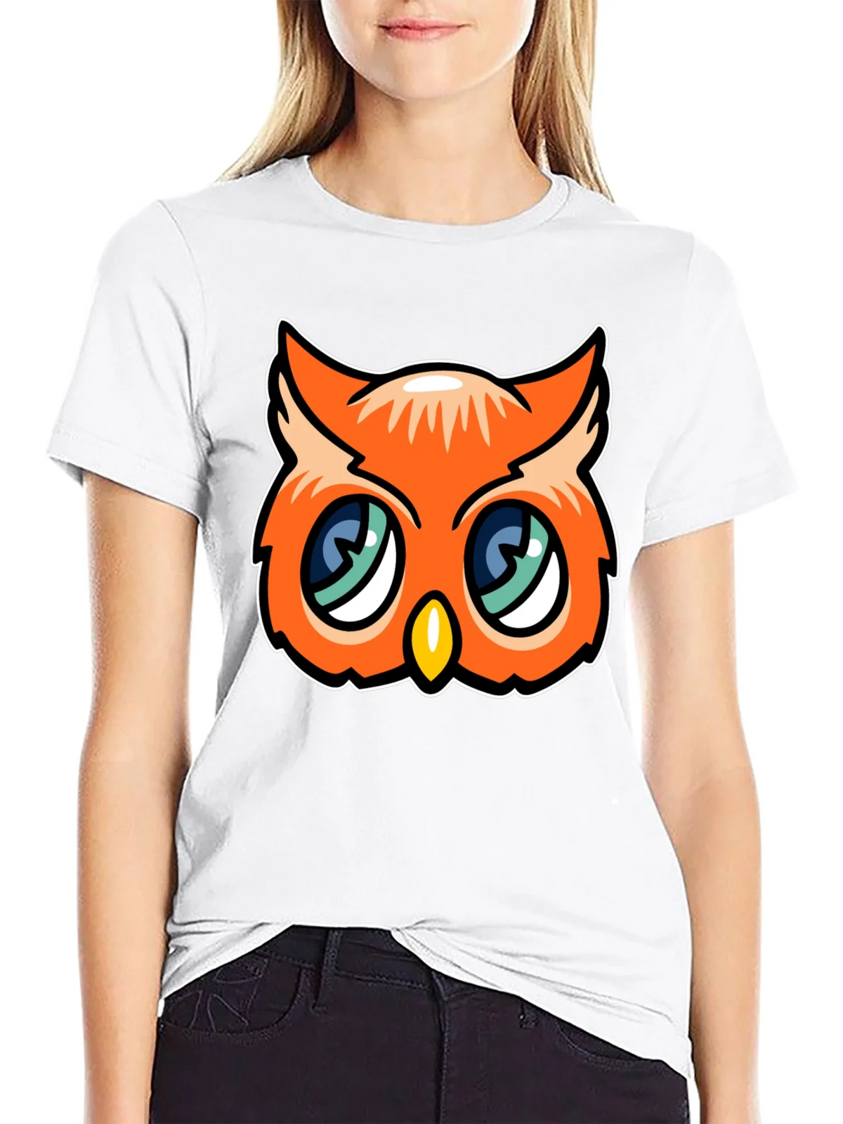 Cute Cartoon Owl Graphic Tee - Black product image 7