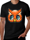 Cute Cartoon Owl Graphic Tee - Black product image 1