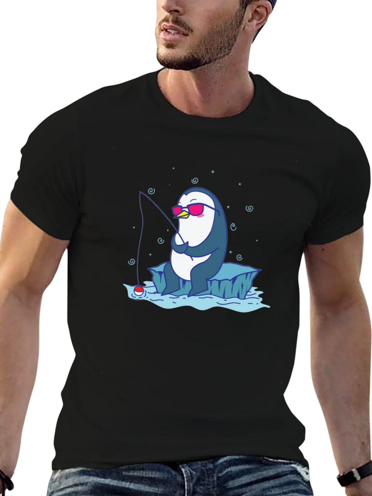 Cool Penguin Fishing T-Shirt product image 6