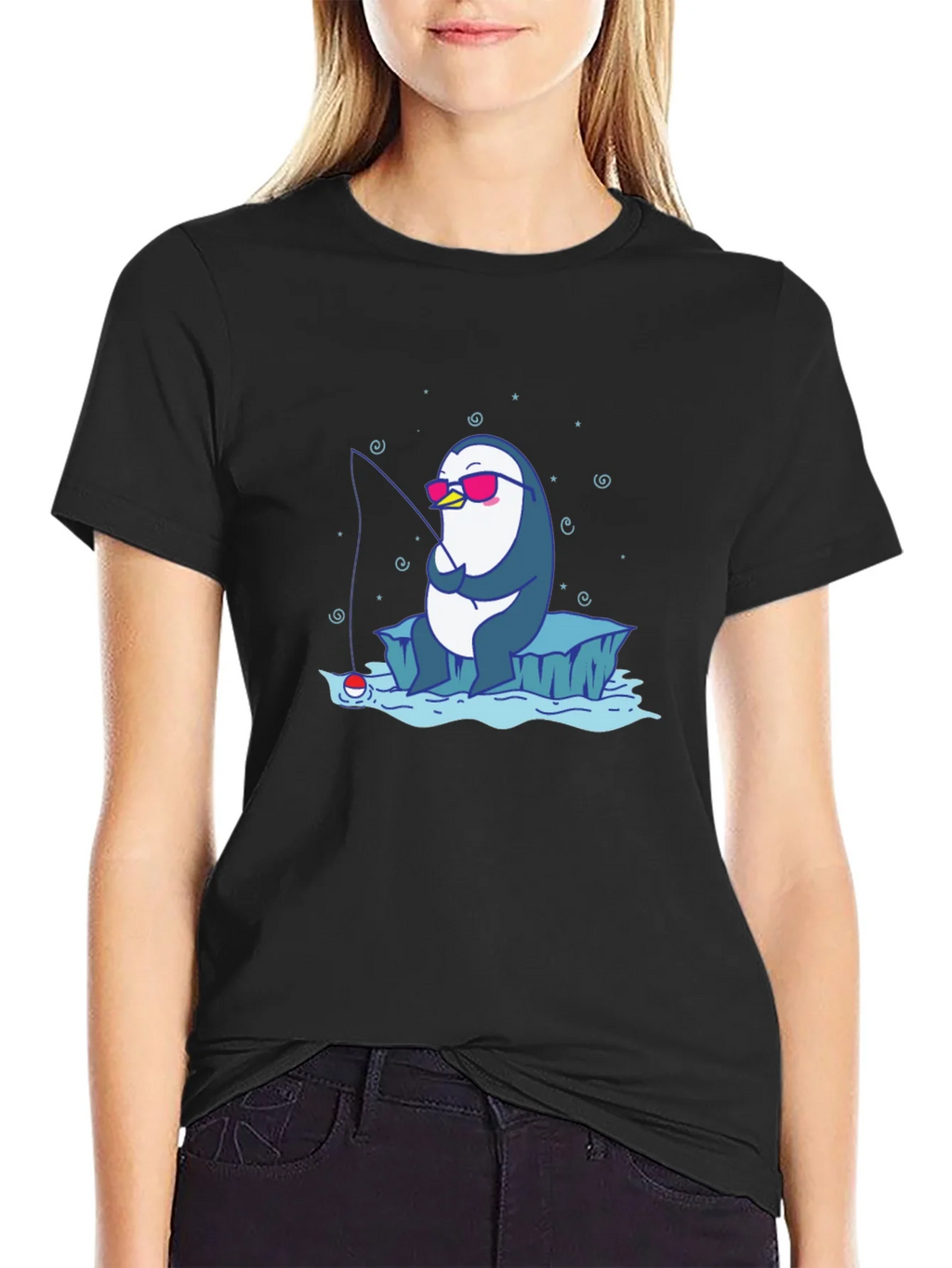 Cool Penguin Fishing T-Shirt product image 2