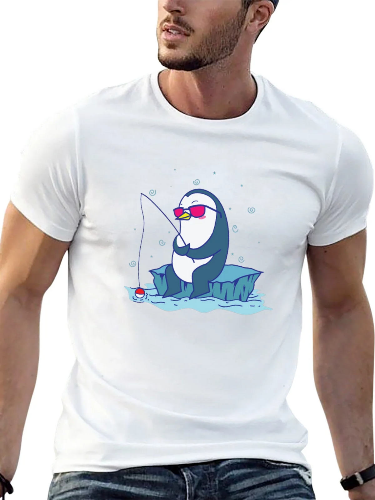 Cool Penguin Fishing T-Shirt product image 12