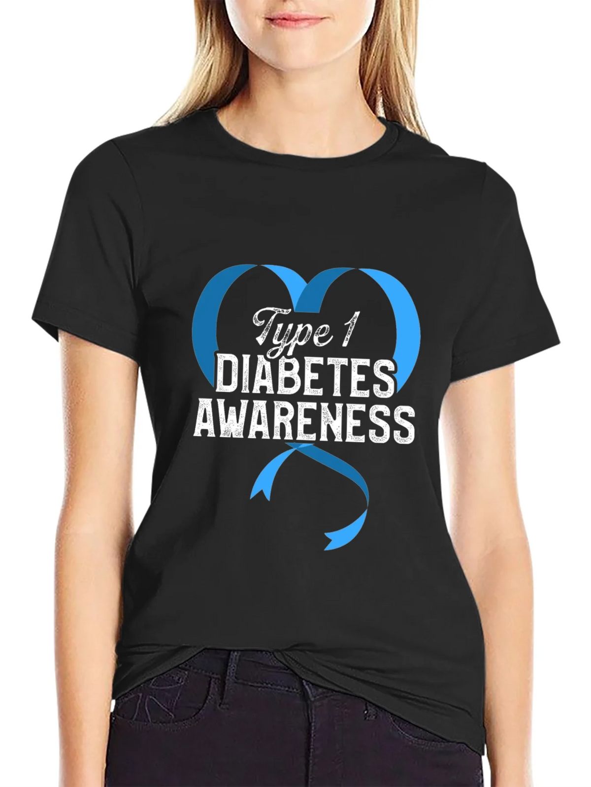 Type 1 Diabetes Awareness Ribbon Heart T-Shirt product image 2