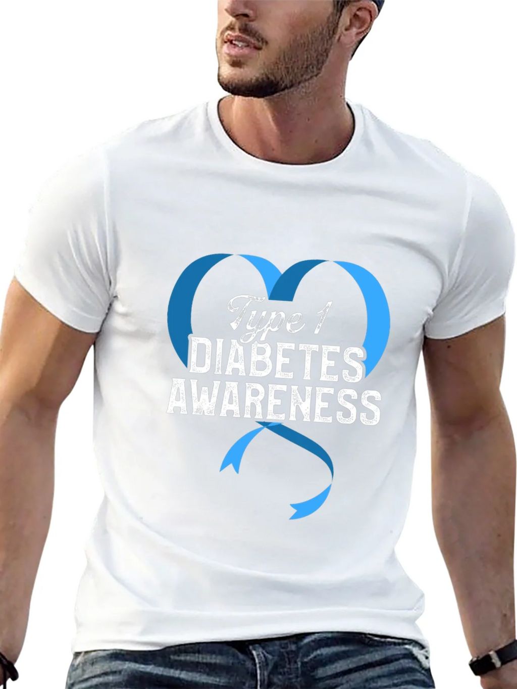 Type 1 Diabetes Awareness Ribbon Heart T-Shirt product image 12