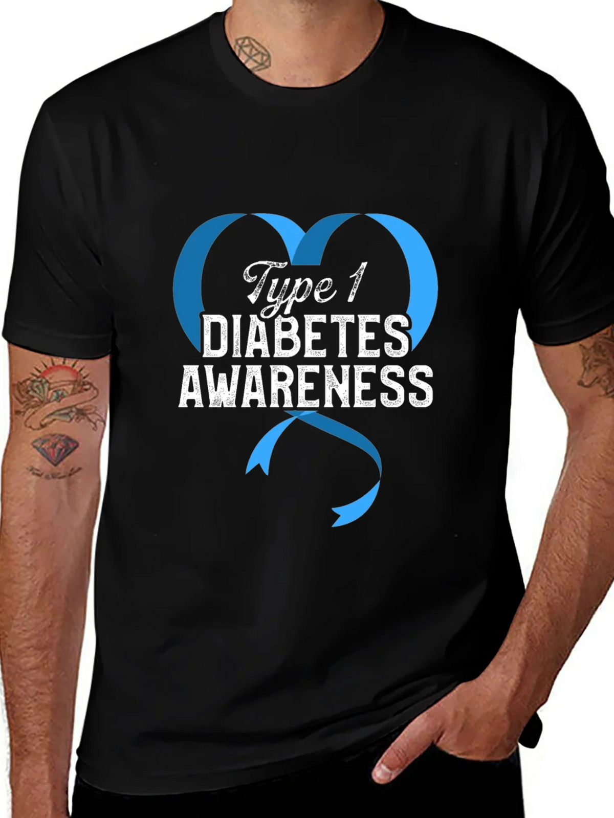 Type 1 Diabetes Awareness Ribbon Heart T-Shirt product image 1