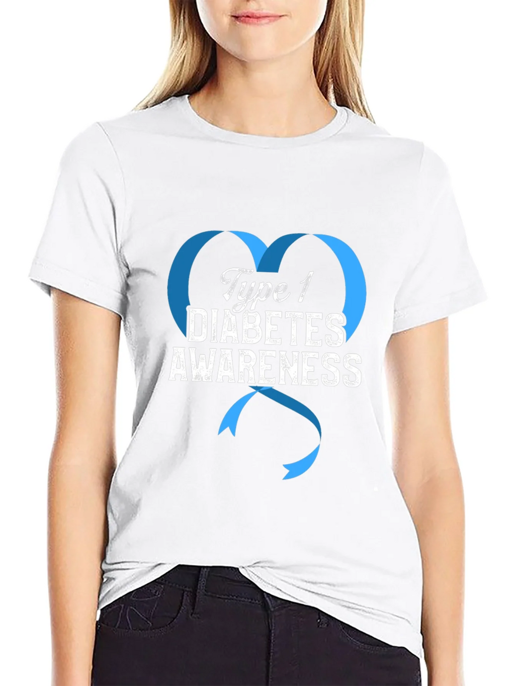 Type 1 Diabetes Awareness Ribbon Heart T-Shirt product image 8