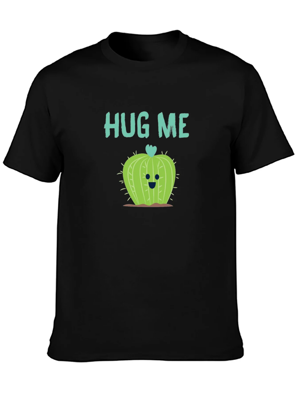 Hug Me Cactus T-Shirt - Black Crew Neck Soft Cotton product image 3