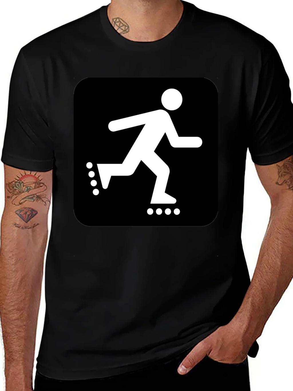 Roller Skater Graphic Black T-Shirt product image 1