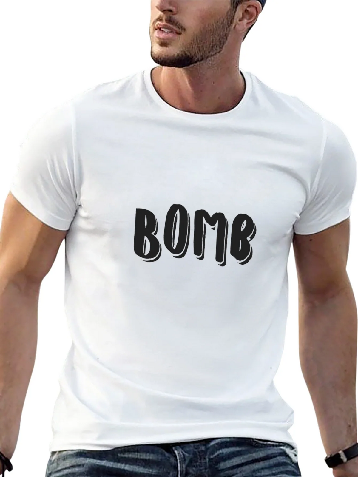 Black BOMB Graphic T-Shirt for Casual Wear product image 12