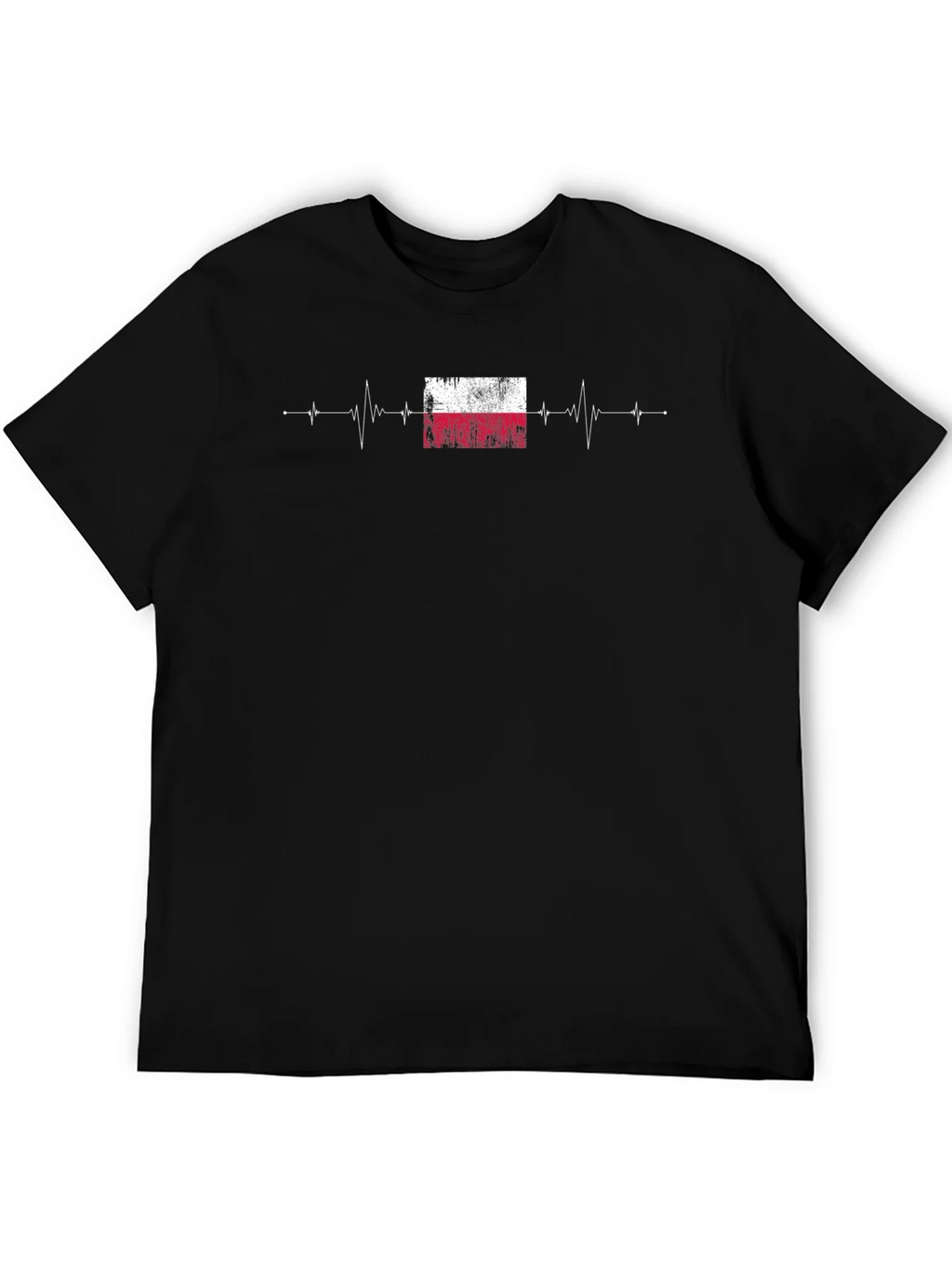 Poland Flag Heartbeat T-Shirt - Black product image 3