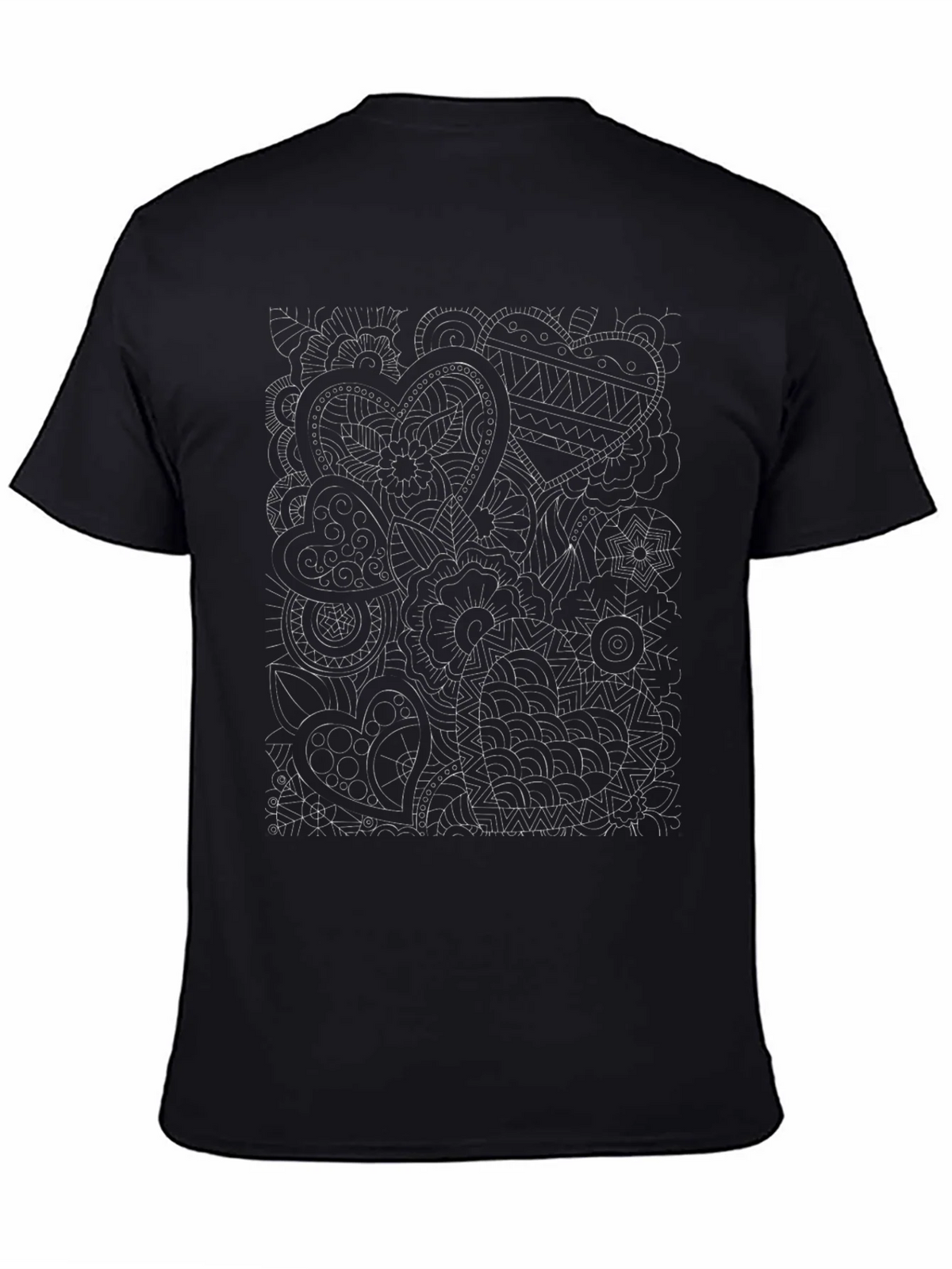 Abstract Heart Print Black T-Shirt product image 4