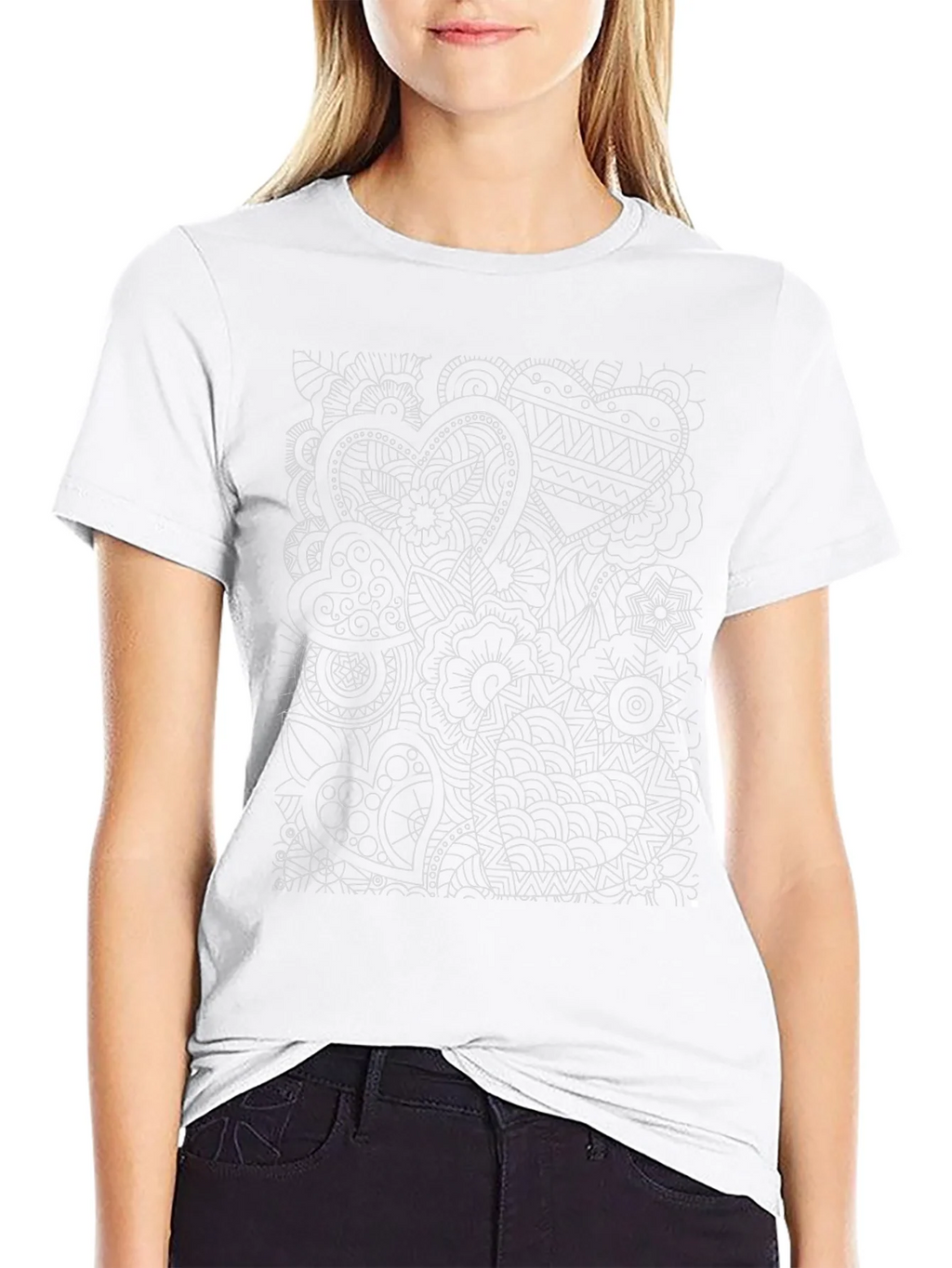 Abstract Heart Print Black T-Shirt product image 8