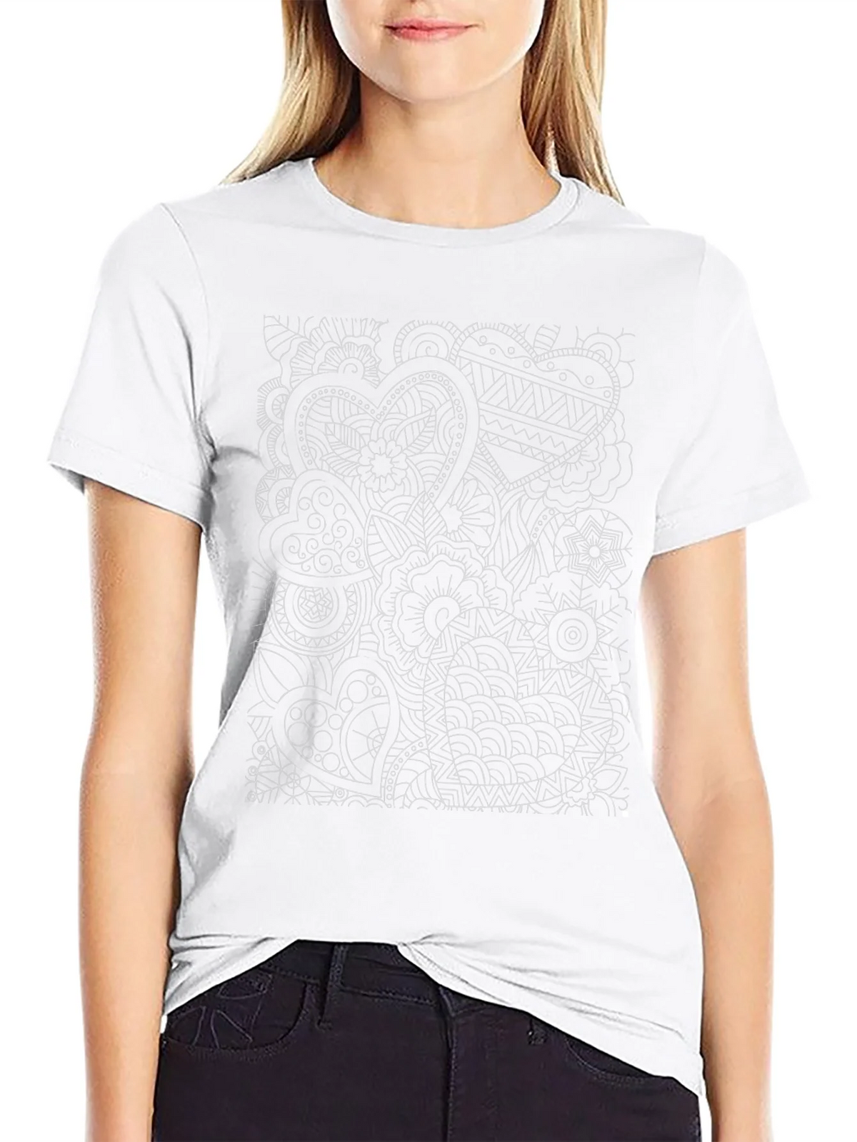Abstract Heart Print Black T-Shirt product image 8