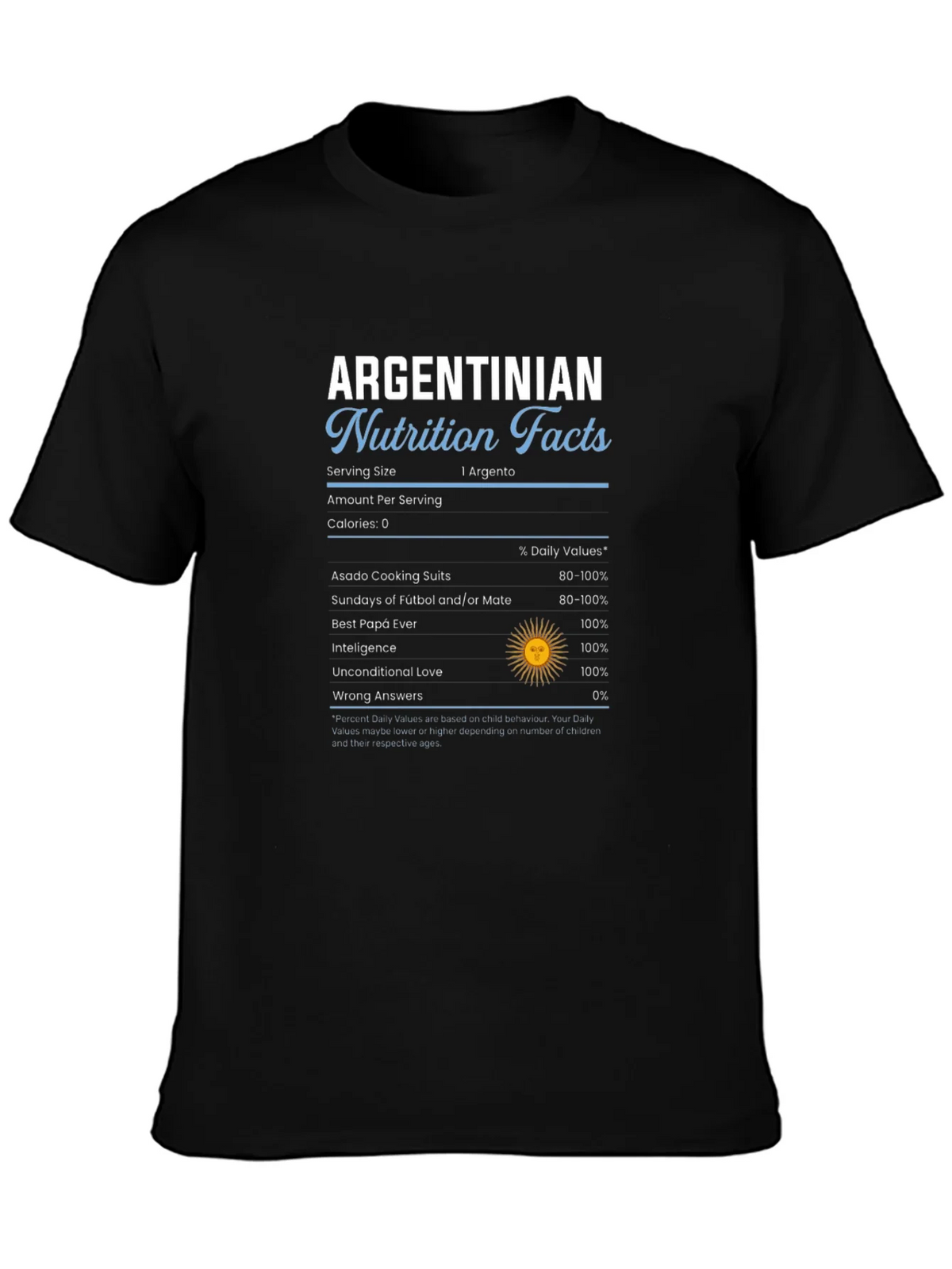 Argentinian Nutrition Facts Graphic T-Shirt product image 3