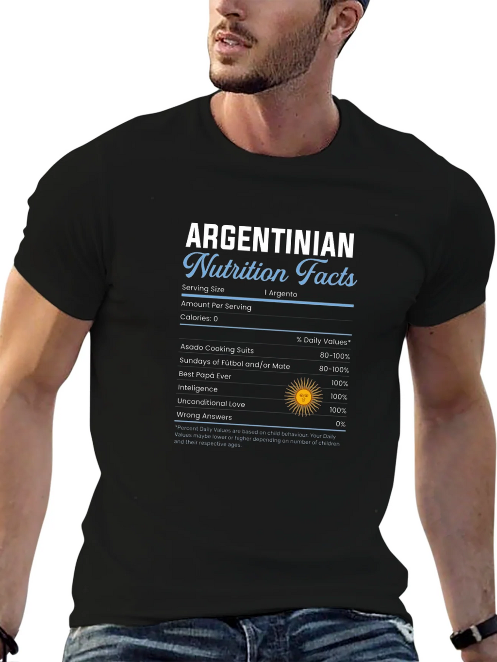 Argentinian Nutrition Facts Graphic T-Shirt product image 6