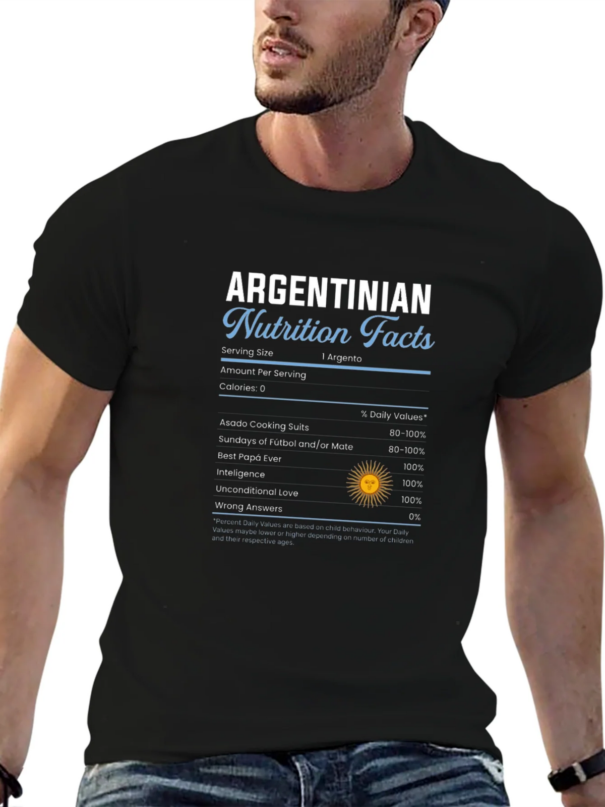 Argentinian Nutrition Facts Graphic T-Shirt product image 6
