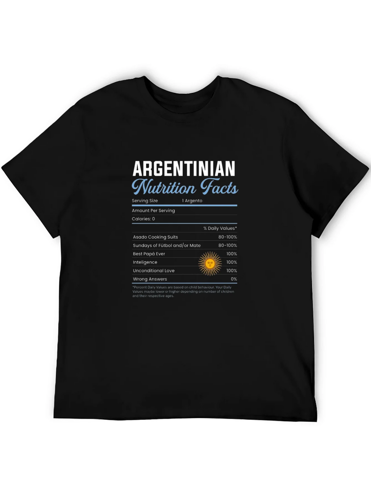 Argentinian Nutrition Facts Graphic T-Shirt product image 5