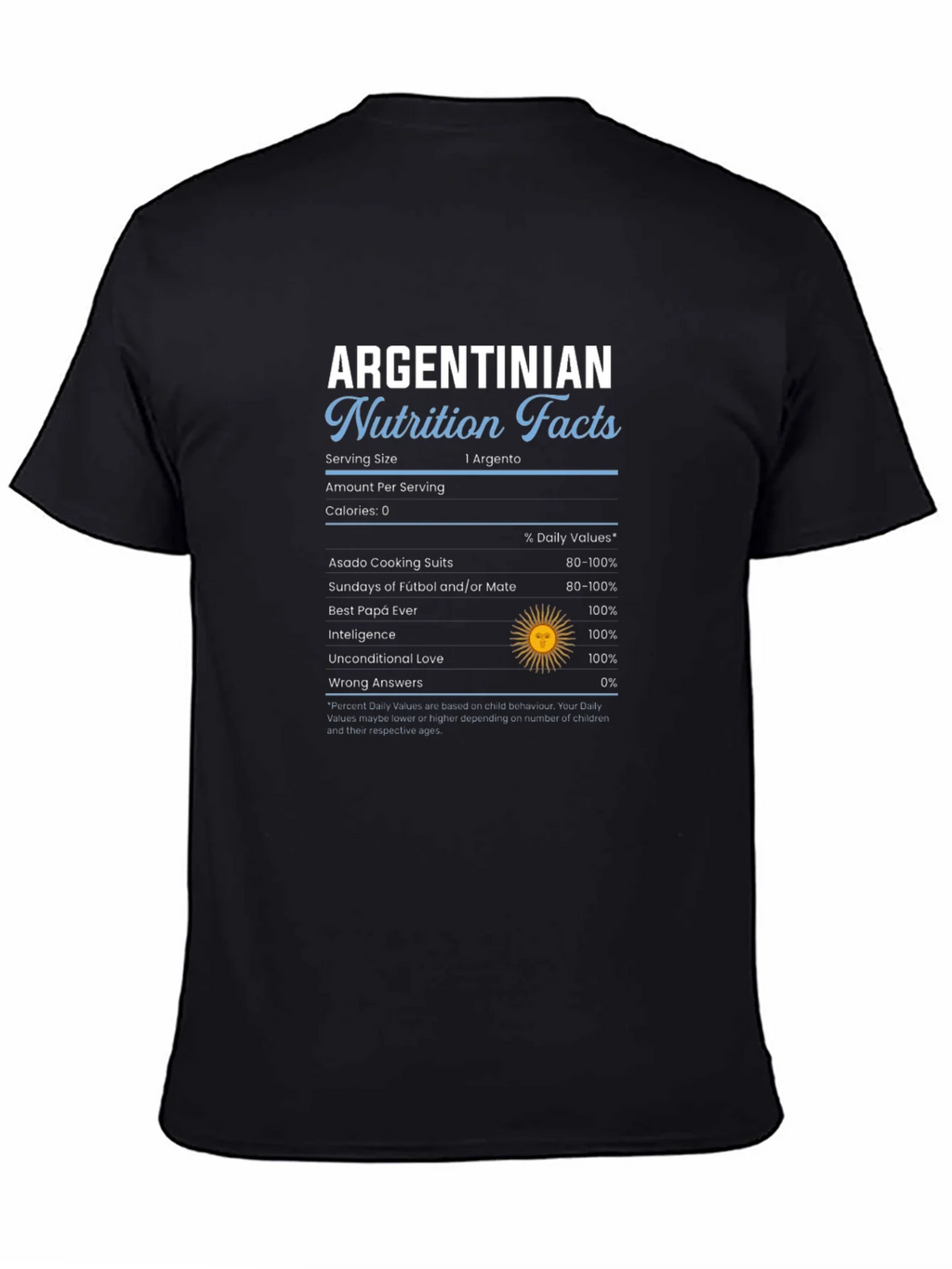 Argentinian Nutrition Facts Graphic T-Shirt product image 4